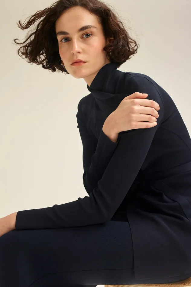 Jackets Women Scanlan Theodore CREPE KNIT DRAPE FRONT JACKET NAVY