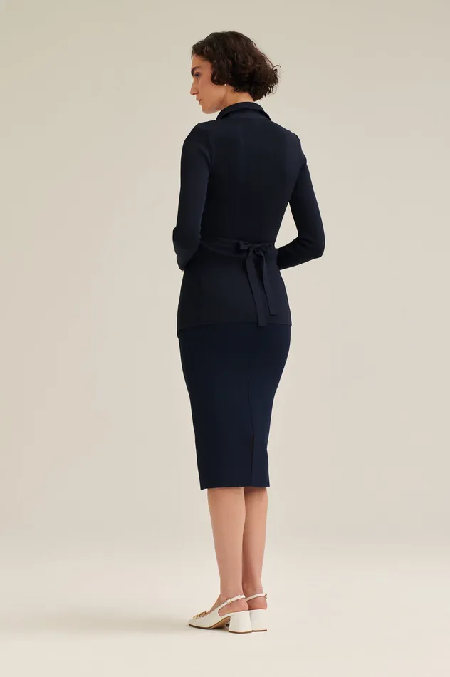 Jackets Women Scanlan Theodore CREPE KNIT DRAPE FRONT JACKET NAVY