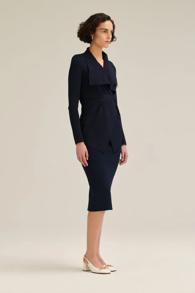 Jackets Women Scanlan Theodore CREPE KNIT DRAPE FRONT JACKET NAVY
