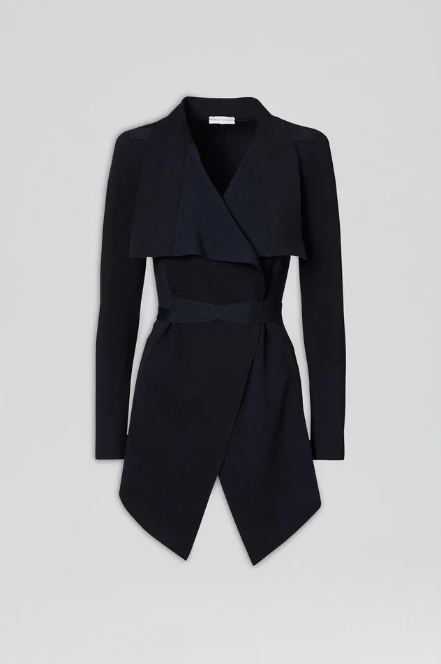 Jackets Women Scanlan Theodore CREPE KNIT DRAPE FRONT JACKET NAVY