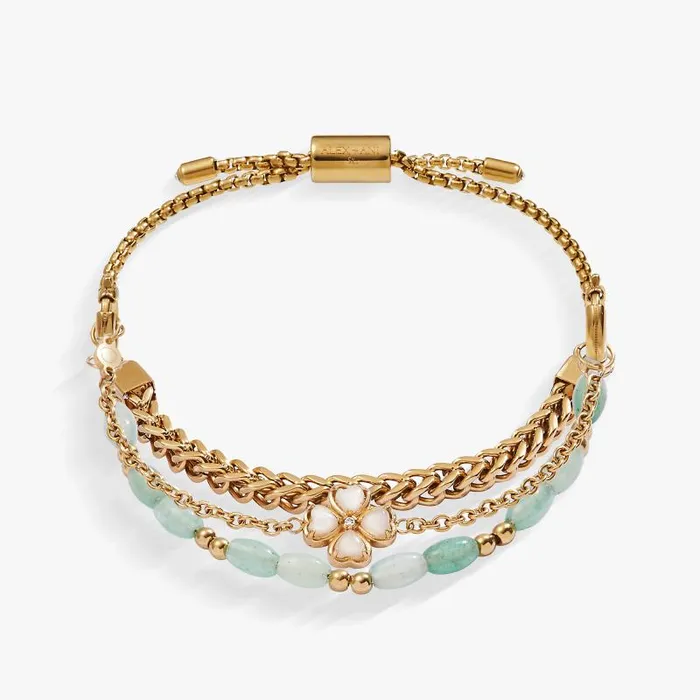 Jewelry Sets Women Alex And Ani FourLeaf Clover Stranded Bracelet Set Stainless Steel Gold