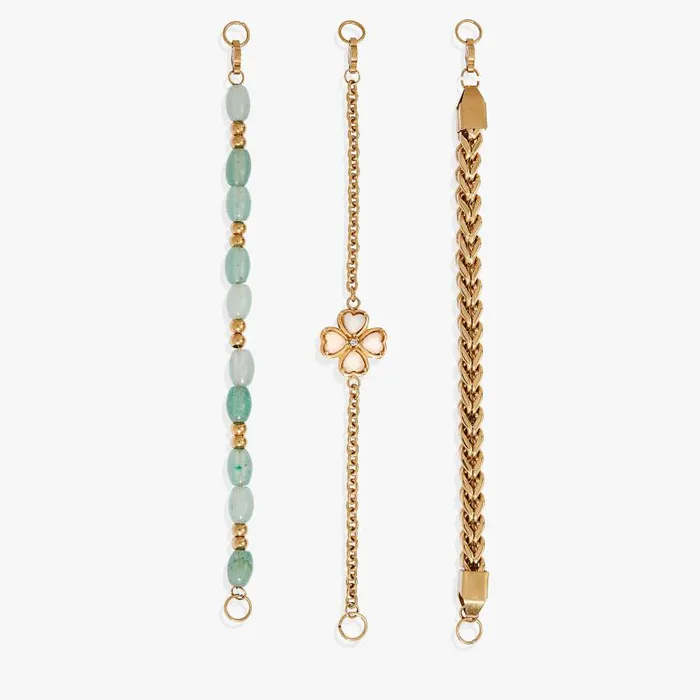 Jewelry Sets Women Alex And Ani FourLeaf Clover Stranded Bracelet Set Stainless Steel Gold