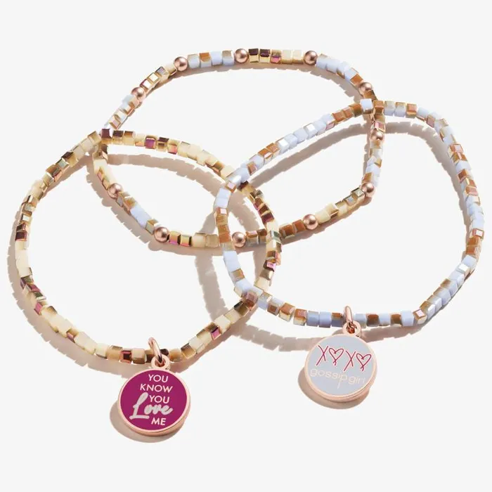 Jewelry Sets Women Alex And Ani Gossip Girl 039You Know You Love Me039 Stretch Bracelets Set Of 3 Shiny Rose Gold