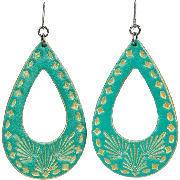 Jewelry Women Justin Boots Justin Leather Teardrop Earrings Turquoise