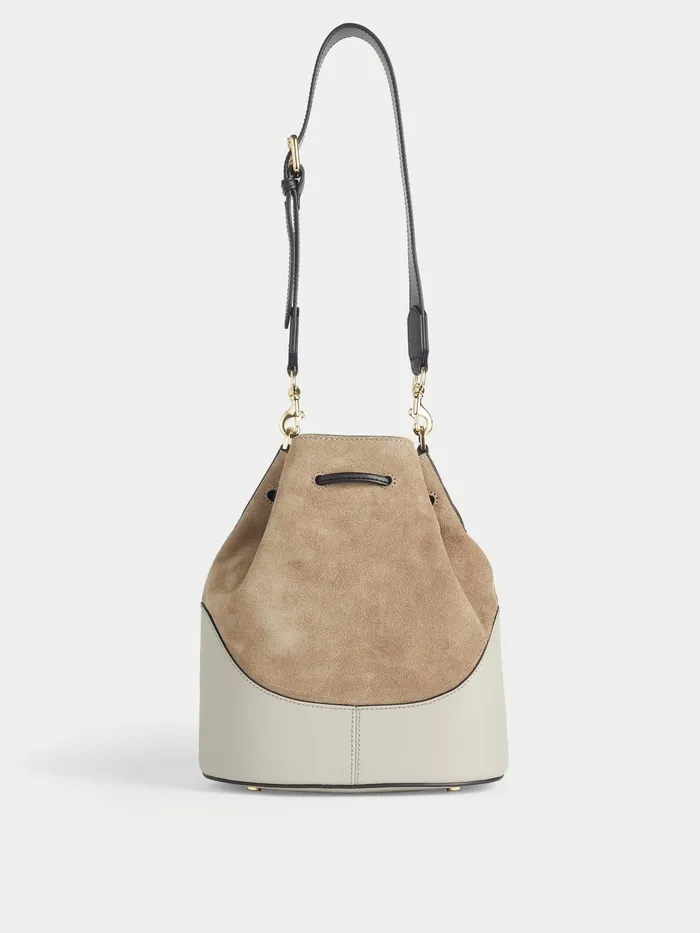 Jigsaw Bags and Clutches Women Ashton Suede Mix Hobo Bag Brown