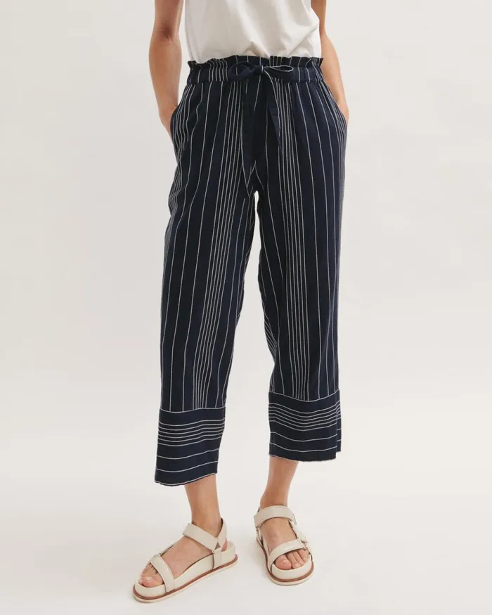 Jigsaw Beachwear Women Lara Stripe Trousers Blue