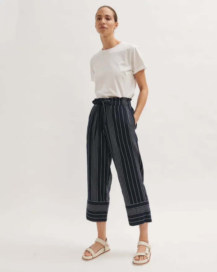 Jigsaw Beachwear Women Lara Stripe Trousers Blue