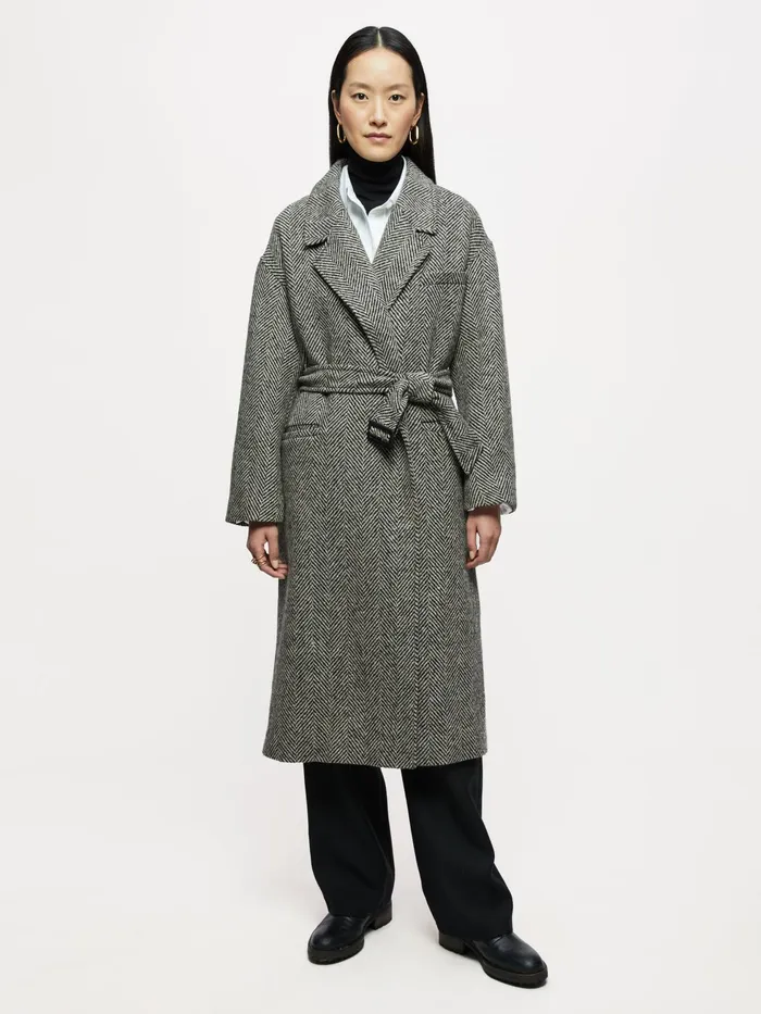 Jigsaw Coats Women Freya Herringbone Trench Coat Black