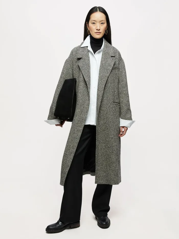 Jigsaw Coats Women Freya Herringbone Trench Coat Black