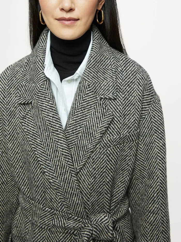 Jigsaw Coats Women Freya Herringbone Trench Coat Black