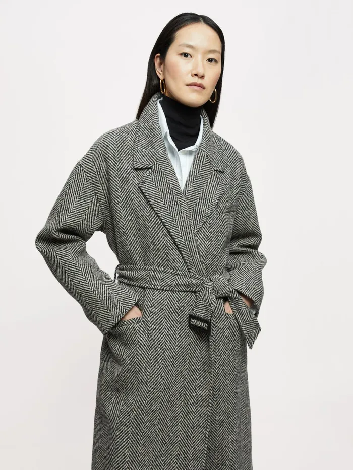 Jigsaw Coats Women Freya Herringbone Trench Coat Black