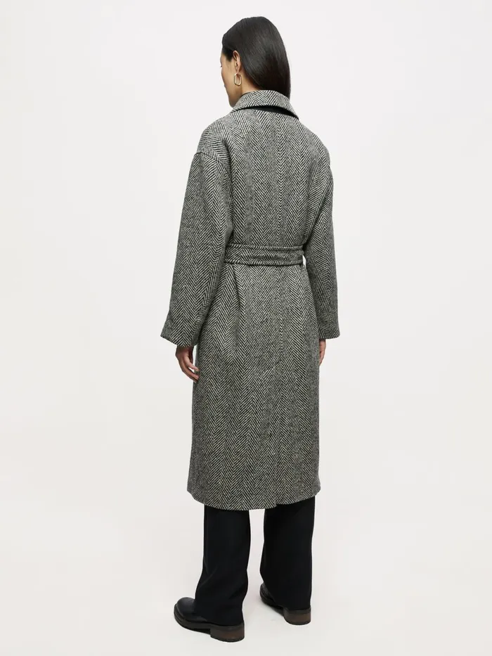 Jigsaw Coats Women Freya Herringbone Trench Coat Black