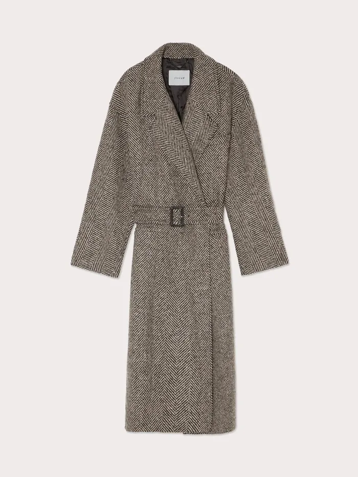 Jigsaw Coats Women Freya Herringbone Trench Coat Black