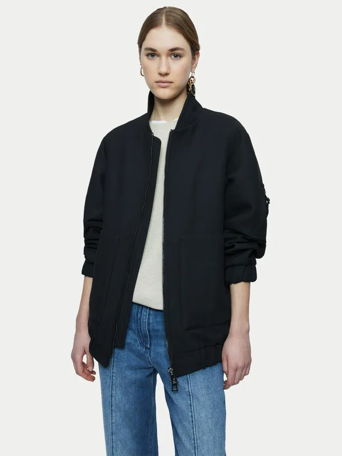 Jigsaw Coats Women Zephyr Bomber Jacket Black