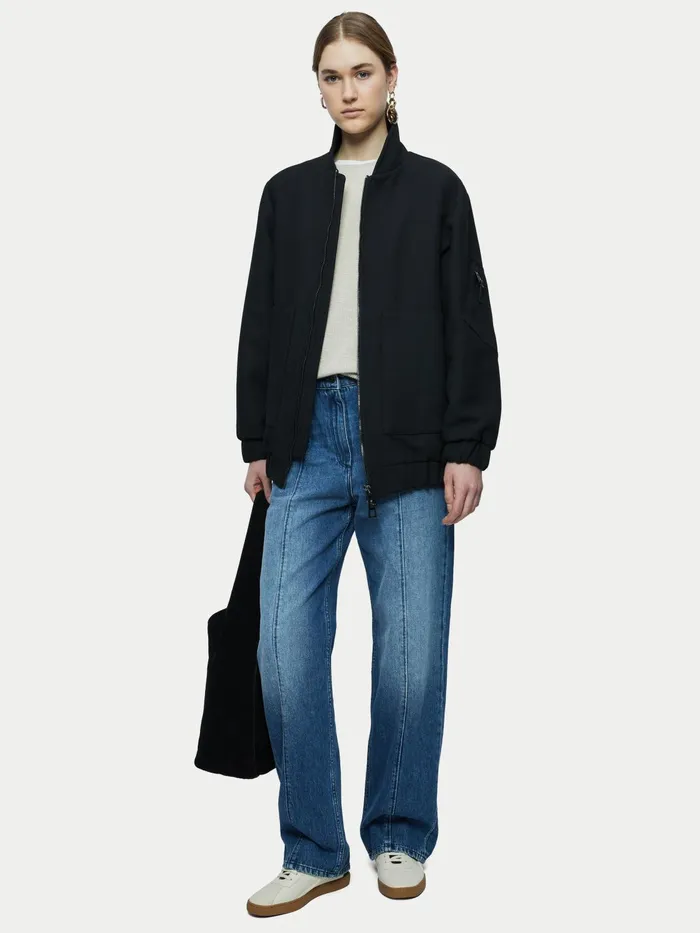 Jigsaw Coats Women Zephyr Bomber Jacket Black
