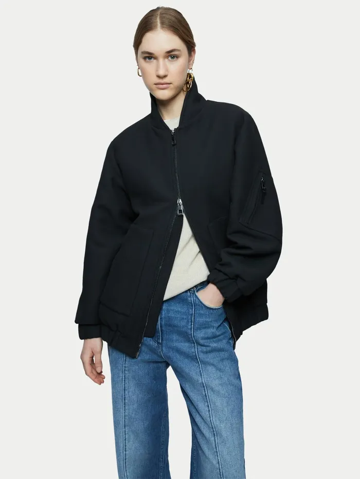 Jigsaw Coats Women Zephyr Bomber Jacket Black