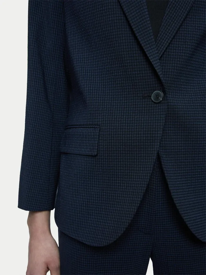 Jigsaw Jackets Women Brook Short Gingham Blazer Blue
