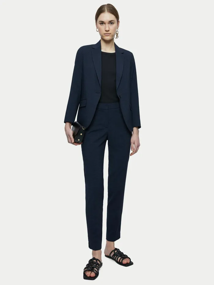 Jigsaw Jackets Women Brook Short Gingham Blazer Blue