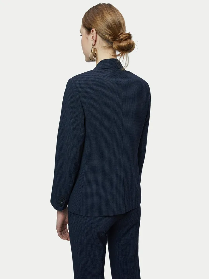 Jigsaw Jackets Women Brook Short Gingham Blazer Blue