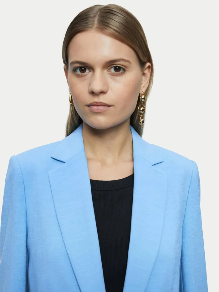 Jigsaw Jackets Women Crosshatch Knox Blazer Blue
