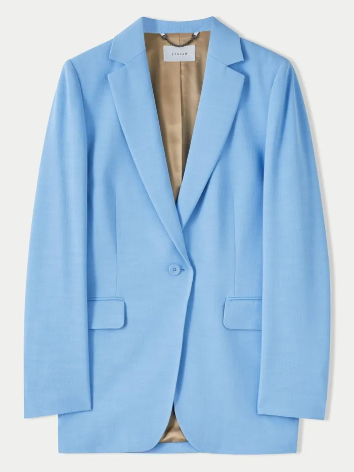 Jigsaw Jackets Women Crosshatch Knox Blazer Blue