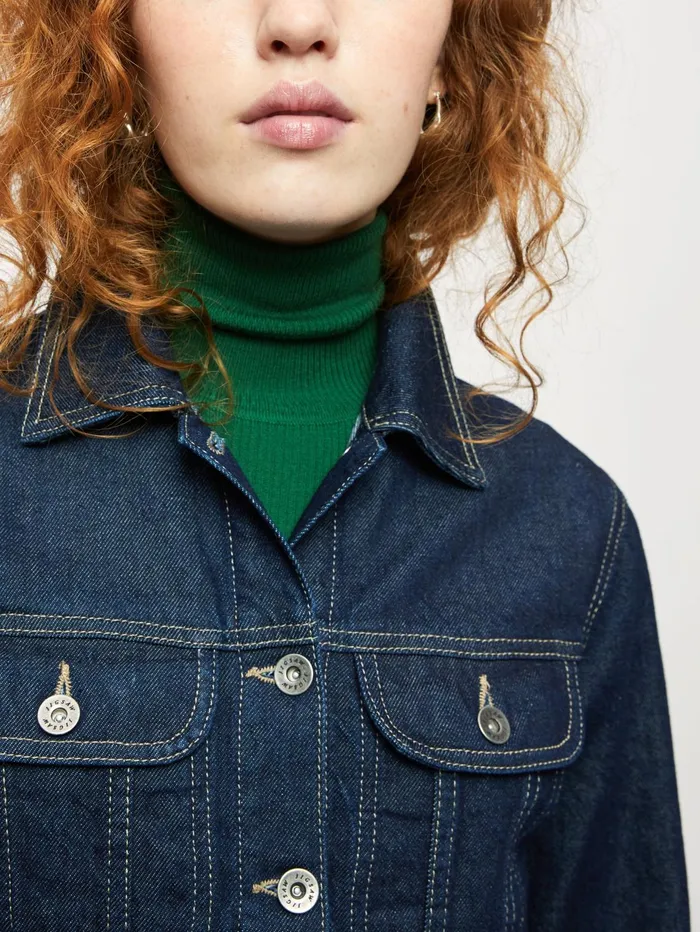 Jigsaw Jackets Women Denim Trucker Jacket Blue