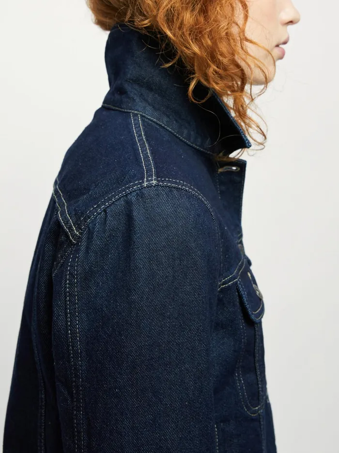Jigsaw Jackets Women Denim Trucker Jacket Blue