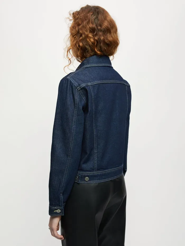 Jigsaw Jackets Women Denim Trucker Jacket Blue