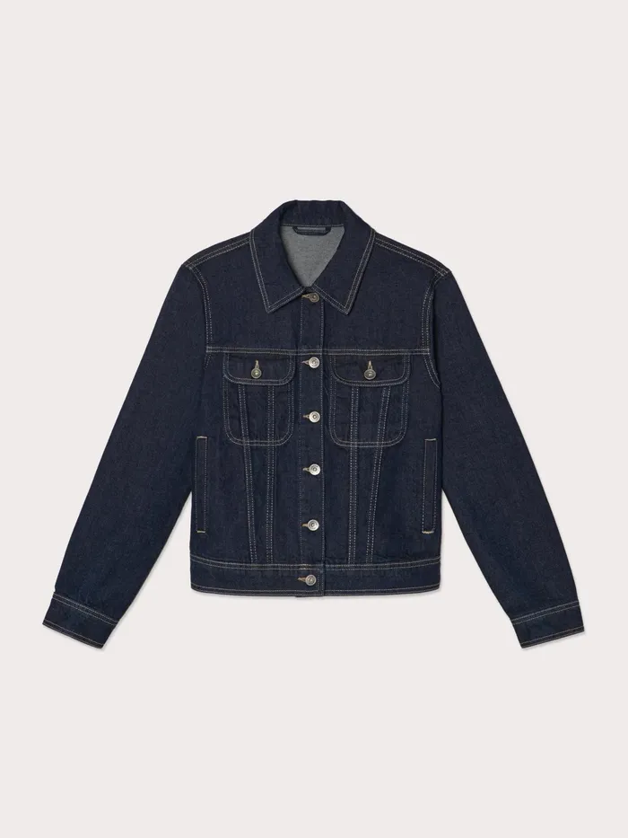 Jigsaw Jackets Women Denim Trucker Jacket Blue
