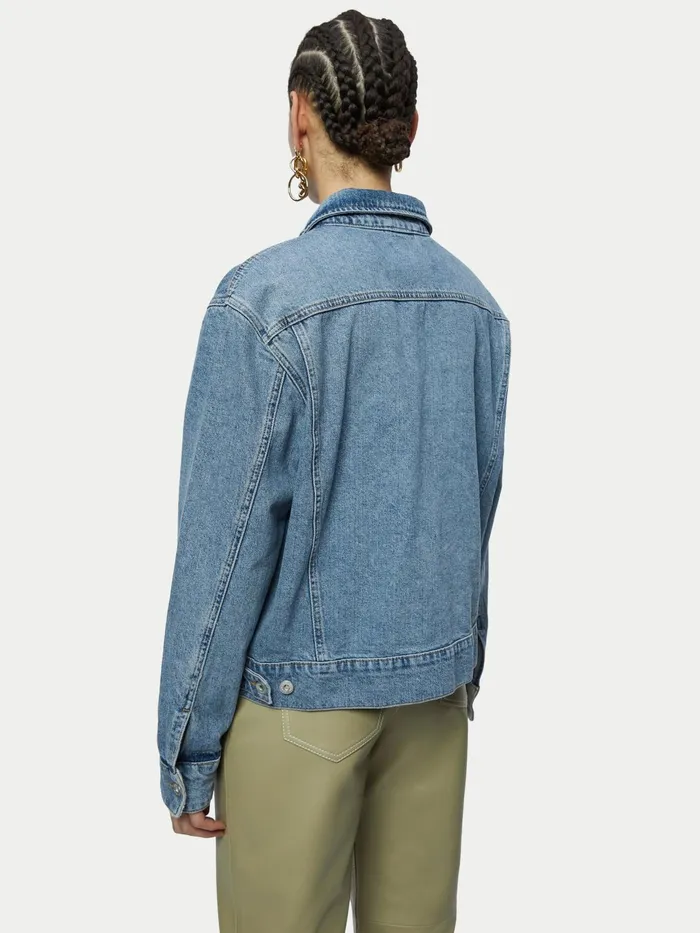 Jigsaw Jackets Women Faded Edge Denim Jacket Blue