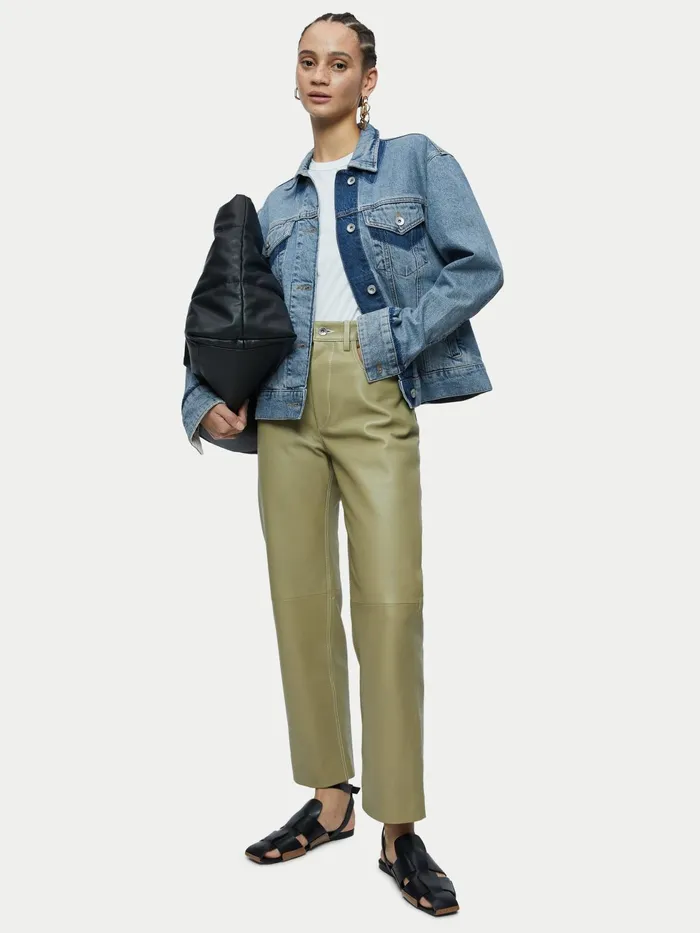 Jigsaw Jackets Women Faded Edge Denim Jacket Blue