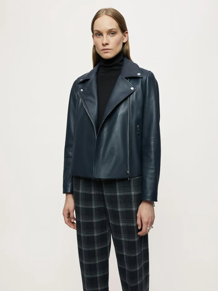 Jigsaw Jackets Women Quinn Leather Biker Blue