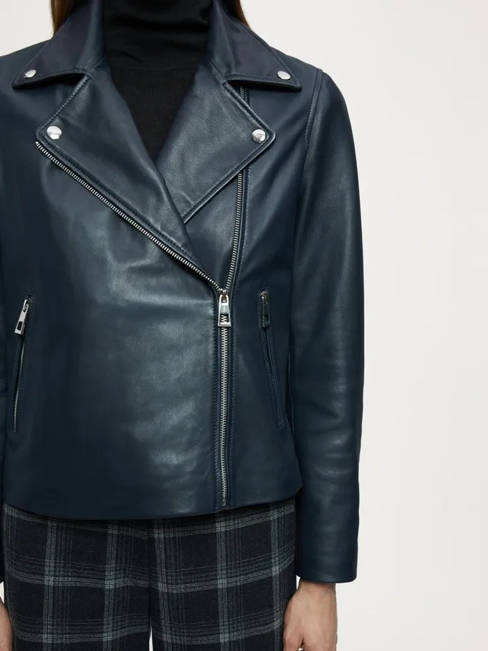 Jigsaw Jackets Women Quinn Leather Biker Blue