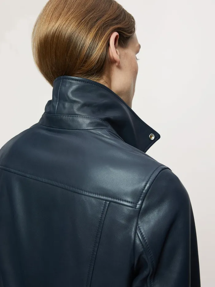 Jigsaw Jackets Women Quinn Leather Biker Blue