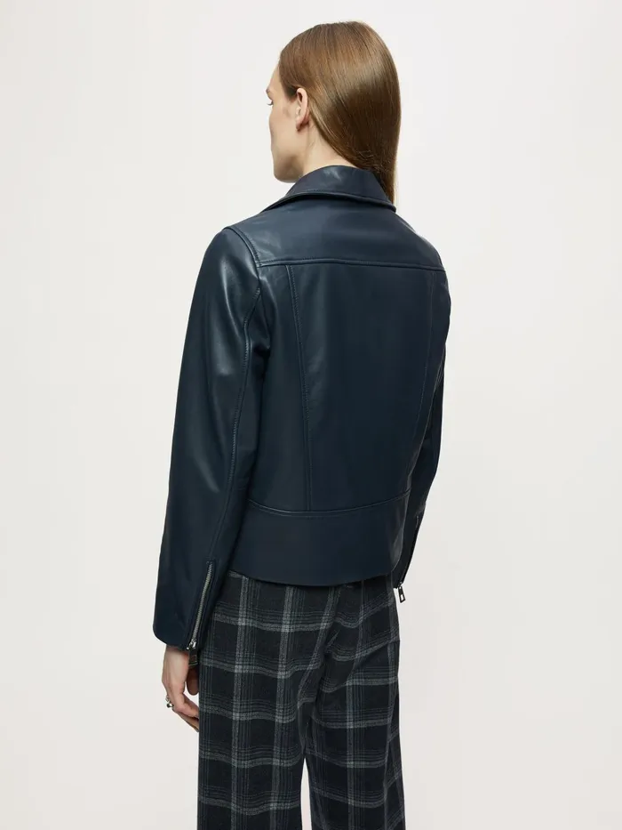 Jigsaw Jackets Women Quinn Leather Biker Blue