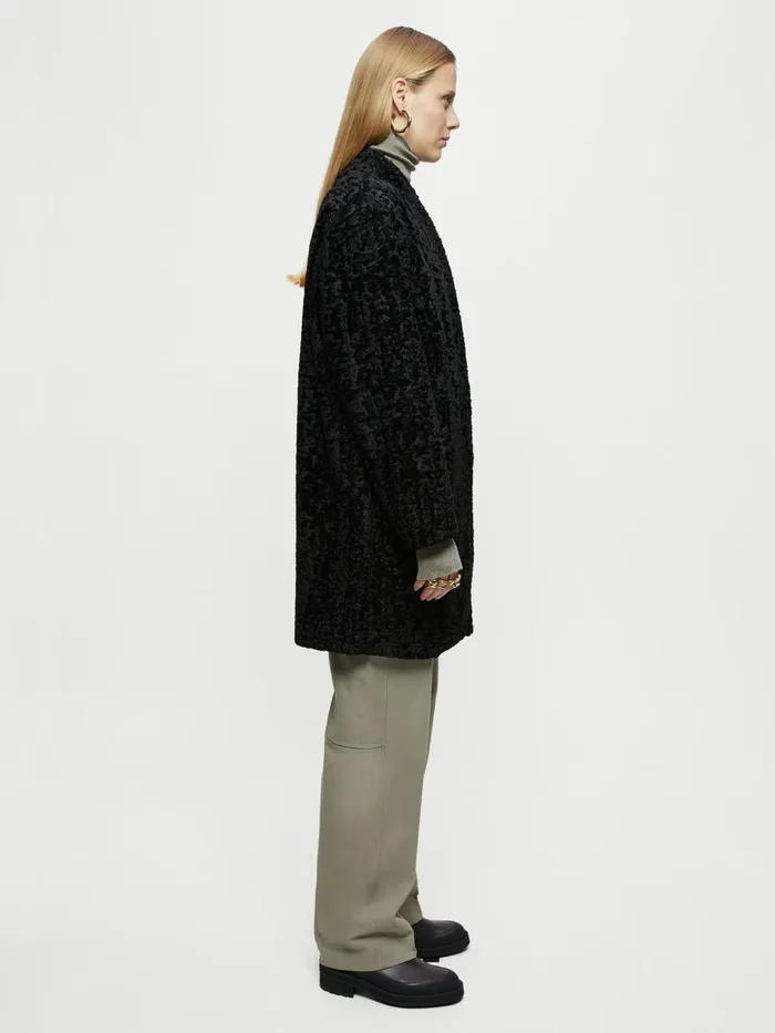 Jigsaw Jackets Women Teddy Cocoon Coat Black