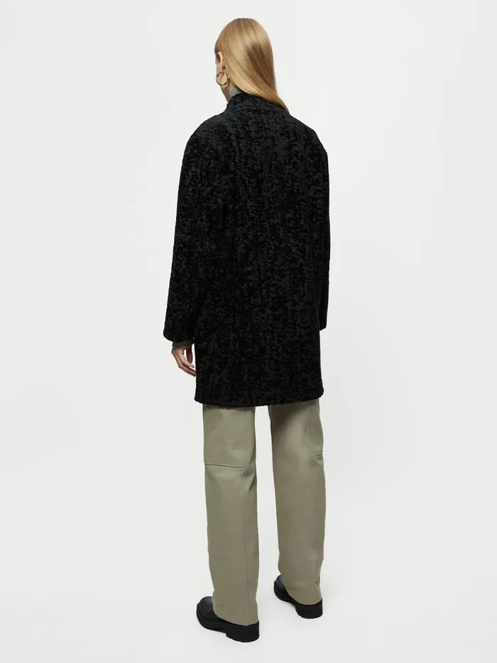 Jigsaw Jackets Women Teddy Cocoon Coat Black