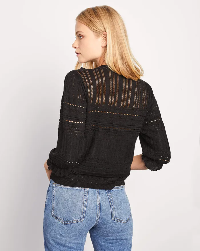 Jigsaw Knitwear and Cashmere Women Lace Frill Knit Jumper Black