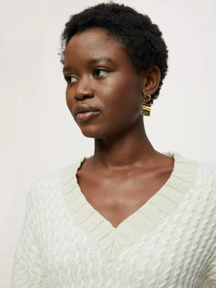Jigsaw Knitwear and Cashmere Women Merino Cable Plait Jumper Cream