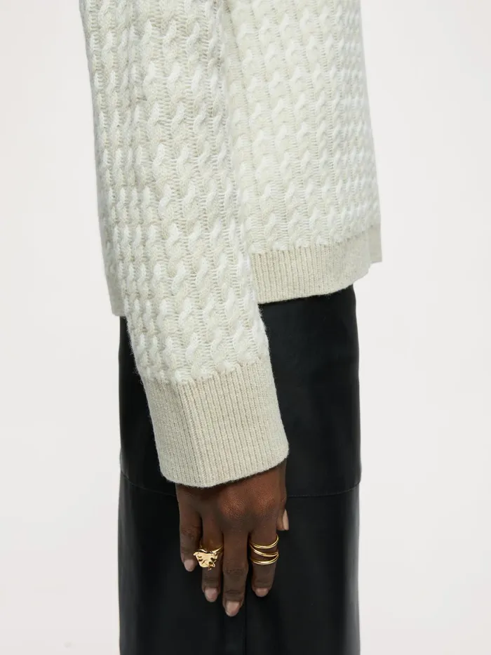 Jigsaw Knitwear and Cashmere Women Merino Cable Plait Jumper Cream