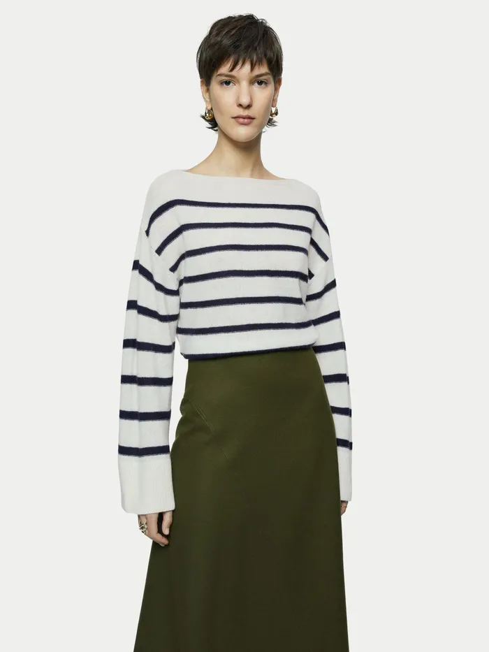Jigsaw Knitwear and Cashmere Women Merino Cashmere Stripe Jumper Cream