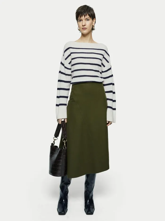 Jigsaw Knitwear and Cashmere Women Merino Cashmere Stripe Jumper Cream
