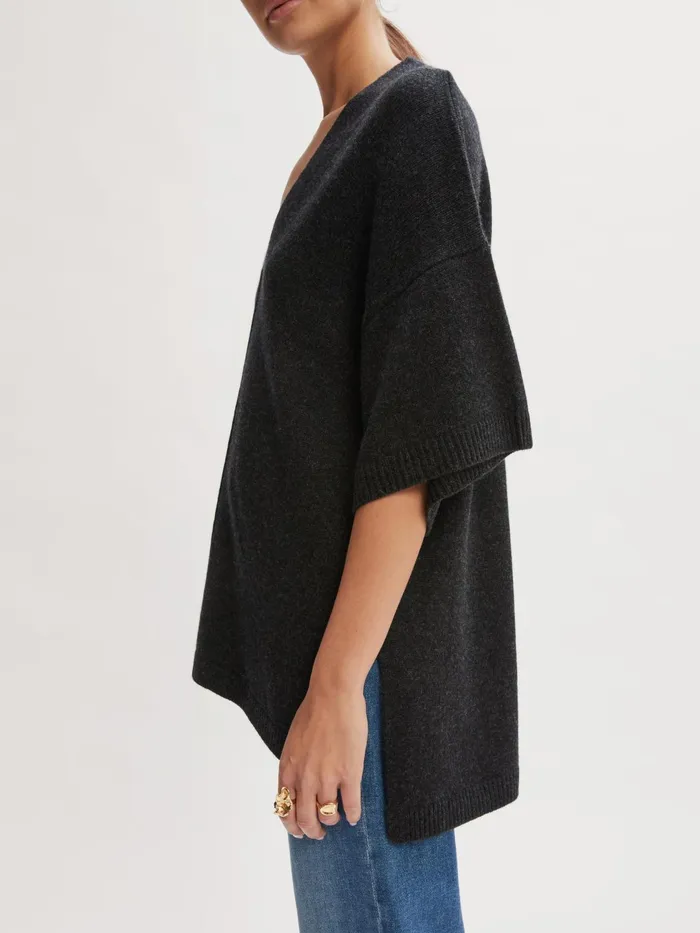 Jigsaw Knitwear and Cashmere Women Merino Cashmere V Neck Tunic Grey