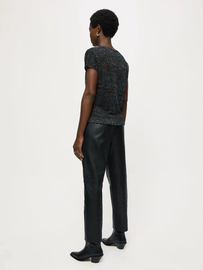 Jigsaw Knitwear and Cashmere Women Metallic Lace Stitch Jumper Black
