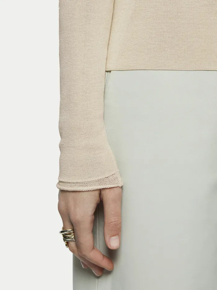 Jigsaw Knitwear and Cashmere Women Silk Cotton Crew Neck Jumper Cream