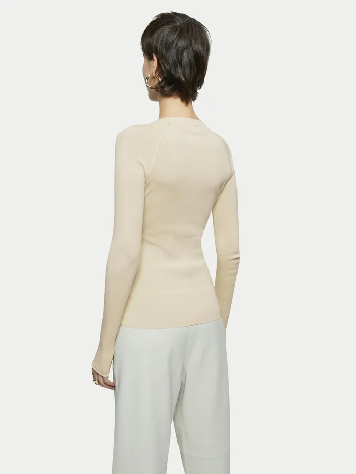 Jigsaw Knitwear and Cashmere Women Silk Cotton Crew Neck Jumper Cream