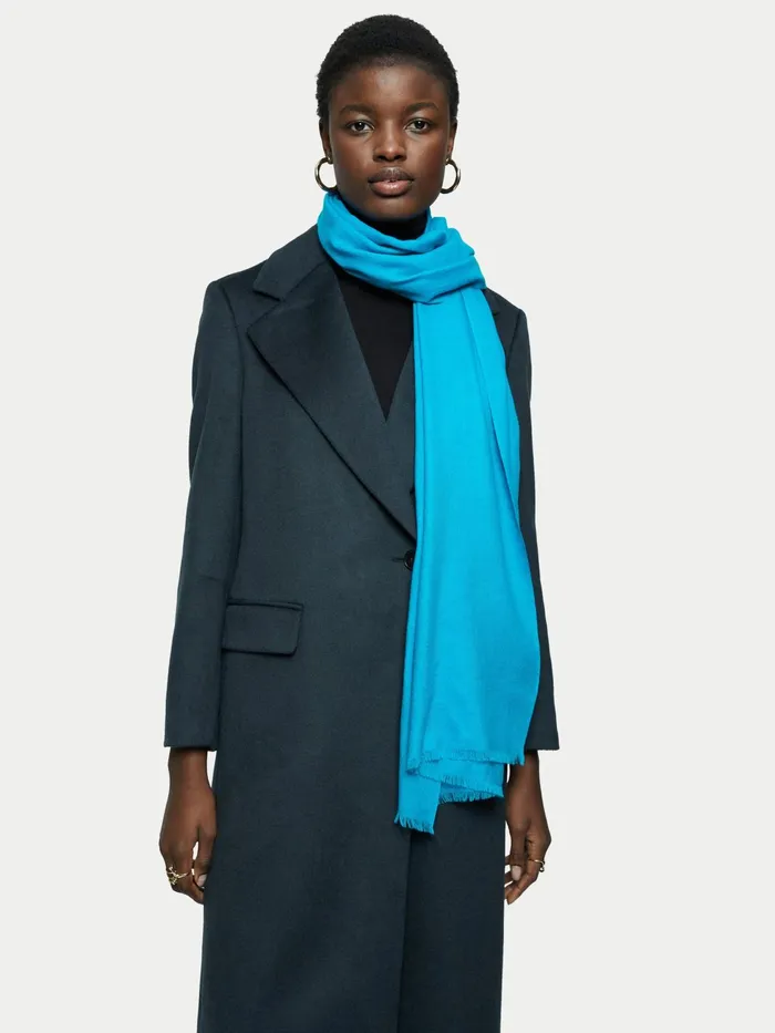 Jigsaw Ponchos and Scarves Women Wool Silk Pashmina Blue