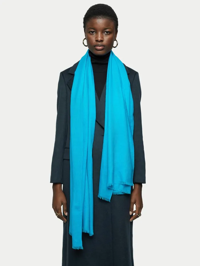 Jigsaw Ponchos and Scarves Women Wool Silk Pashmina Blue