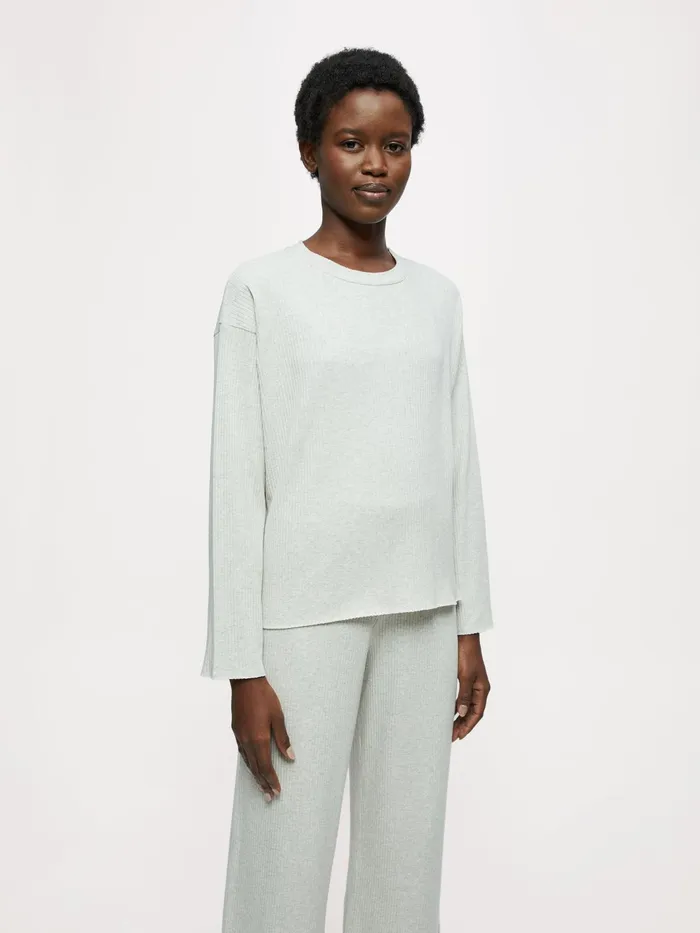 Jigsaw Pyjamas and Loungewear Women Organic Cotton Rib Sweatshirt Grey