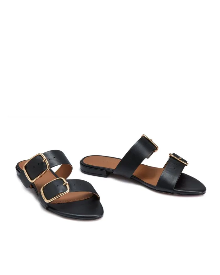 Jigsaw Shoes and Sandals Women Ayton Leather Flat Sandal Black